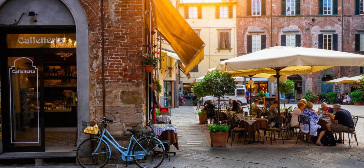 Old,Cozy,Street,In,Lucca,,Italy.,Lucca,Is,A,City